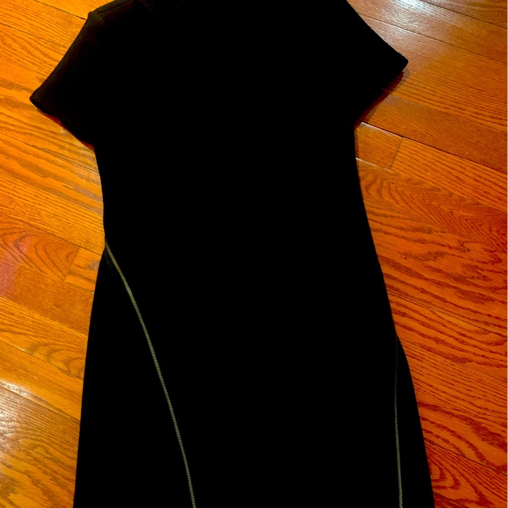 Theory Black Sheath Dress Knee-Length Short Sleeve for Work